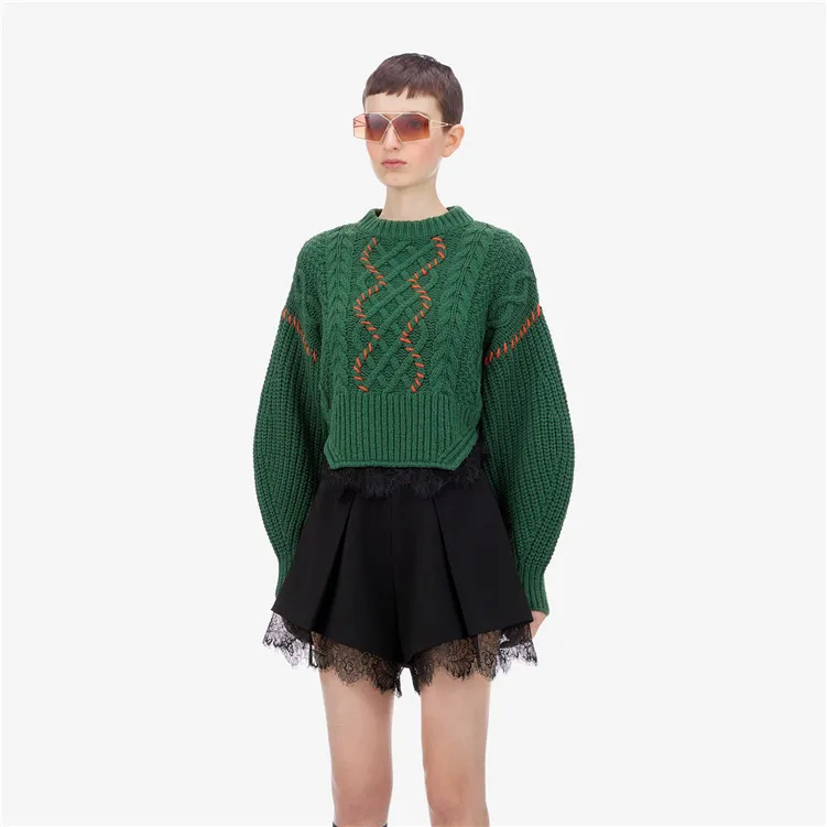 2019 Autumn green color warm women sweaters knitted pullover | Женская одежда