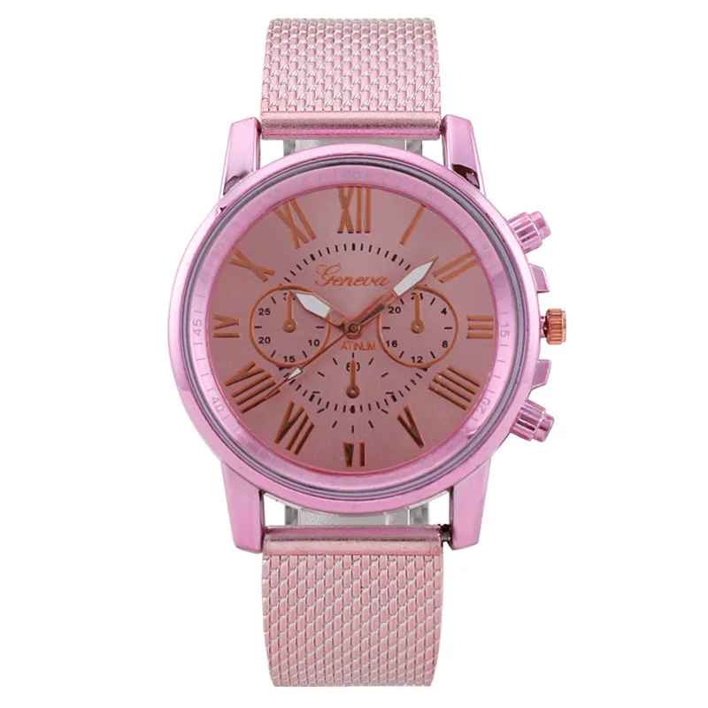 

Fashion Geneva Three Eyes Sports Womens Watches Pink Silicone Mens Roman Numerals Watch For Mens Quartz Wristwatches Reloj Mujer