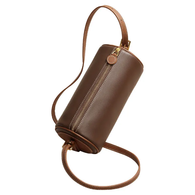 

2021New Genuine Leather Shoulder Bags Women's Luxury Handbags Fashion Crossbody Bags for Women Cylinder Bag Female Totes Bag Sac