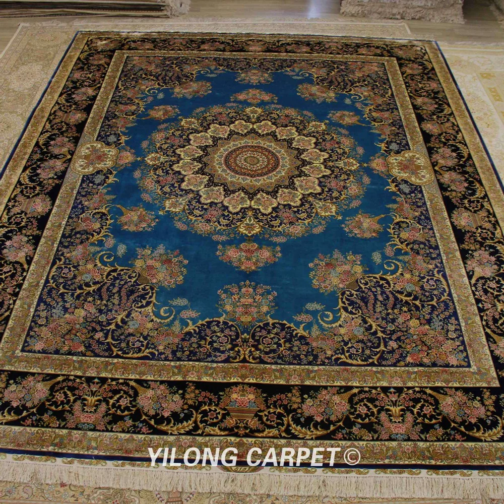 YILONG 9'x12' классические украшения для дома и офиса персидский ручной узлом восточные шелковые ковры(ZQG345A