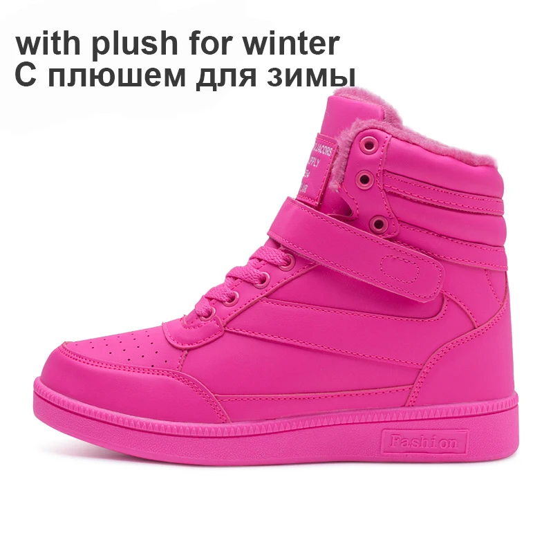 plush rose red Женские кроссовки; скрытое увеличение высоты; Брендовая обувь; сезон осень-зима; обувь из искусственной кожи; женская спортивная обувь с высоким берцем; ST213 - Цвет: plush rose red