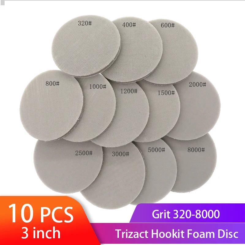 3 &quot75 мм Trizact Hookit Поролоновый диск мокрый и сухой Spong песочный бумажный 320 8000