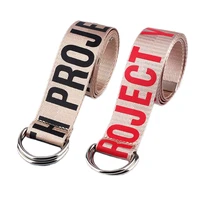 fashion printing letter canvas belt harajuku men women student casual jeans d ring buckle waist belts white waistband z30