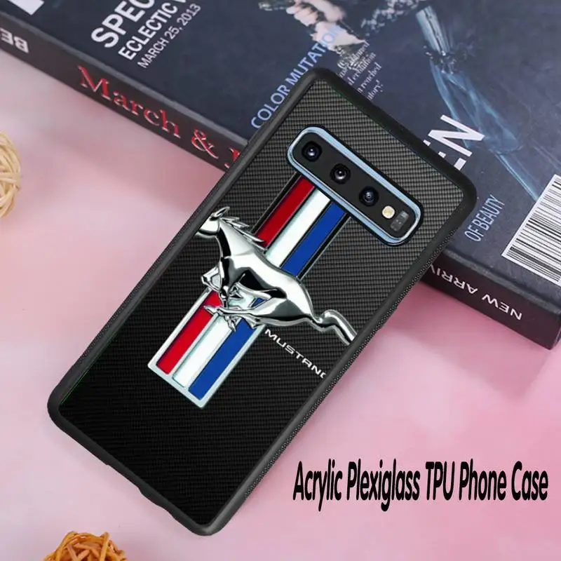 

Luxury Car brand Ford Mustang Phone Case Acrylic Plexiglass TPU For Samsung Galaxy S8 S9 S10 s10e S20 PLUS ULTRA S6edge