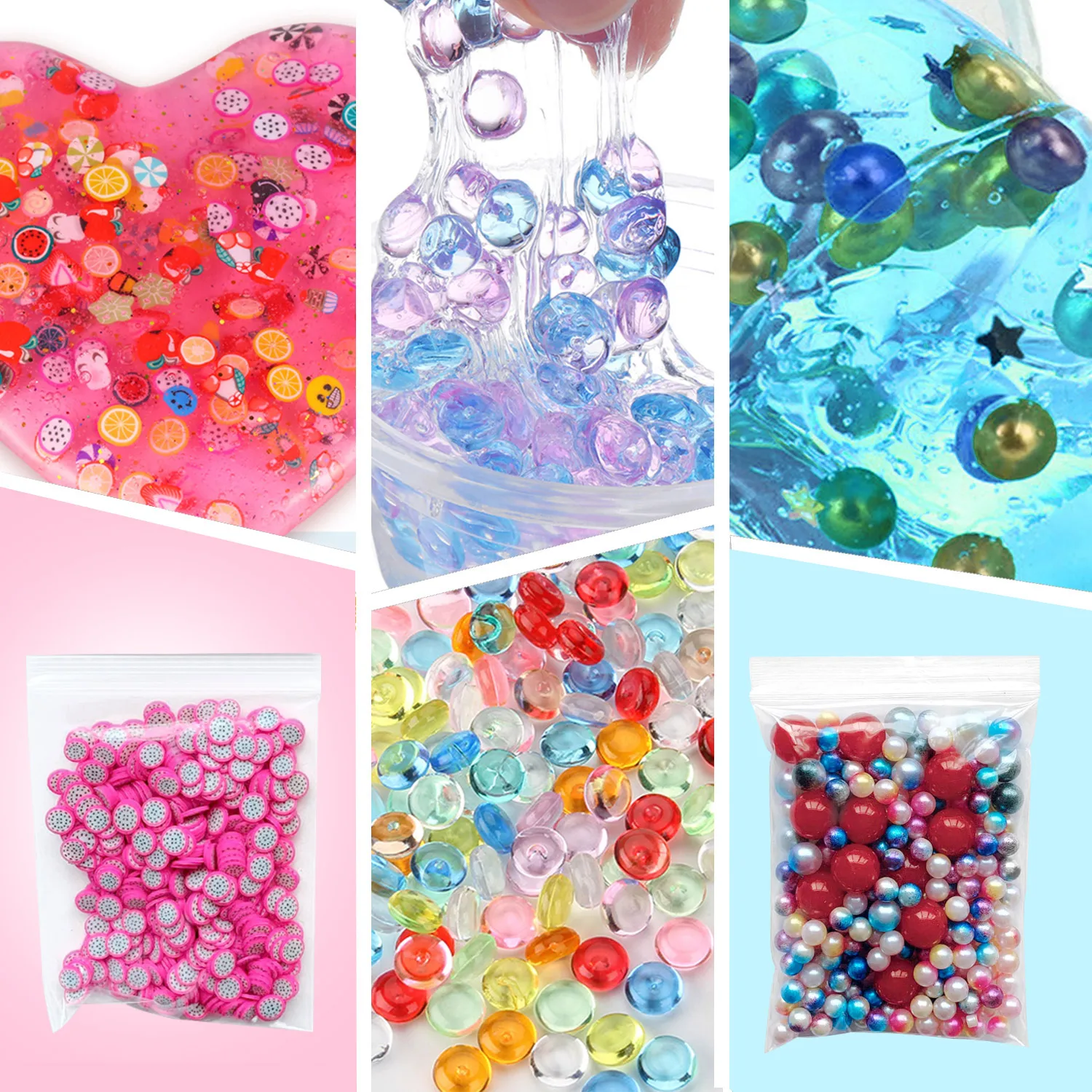 Супер поставки слаймов бусины включают в себя поплавок маленькие яркие сахар
