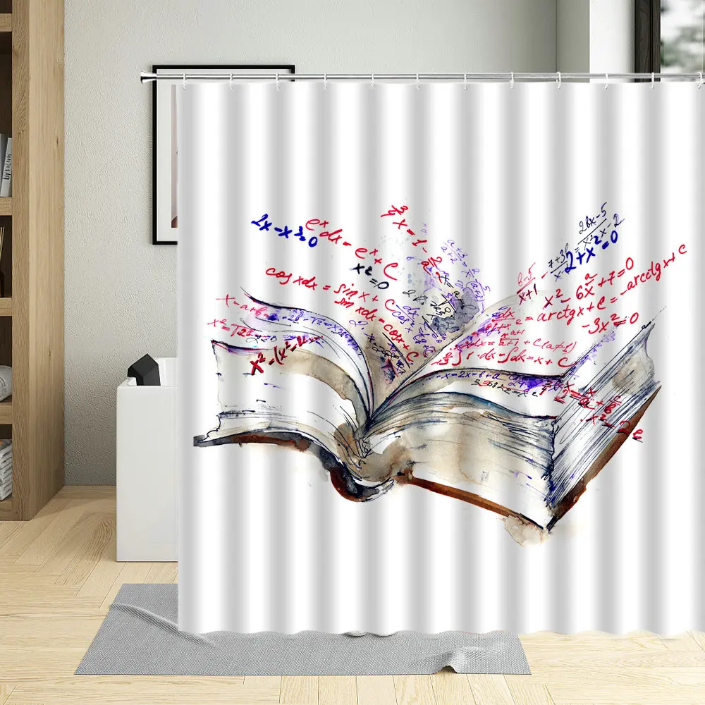 

Creative Art Water Colors Book Printing Bathroom Curtains Waterproof Wall Decoration Polyester Fabric Shower Curtain With Hooks