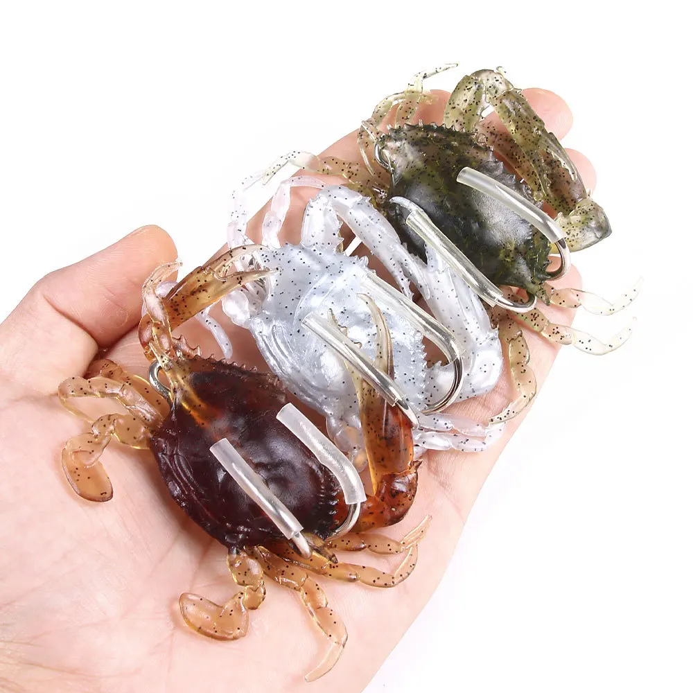 

8cm/10cm Fishing PVC Lures Artificial 3D Simulation Crab Lures Sea Fishing Soft Bait With Sharp Hooks Fishing Gears