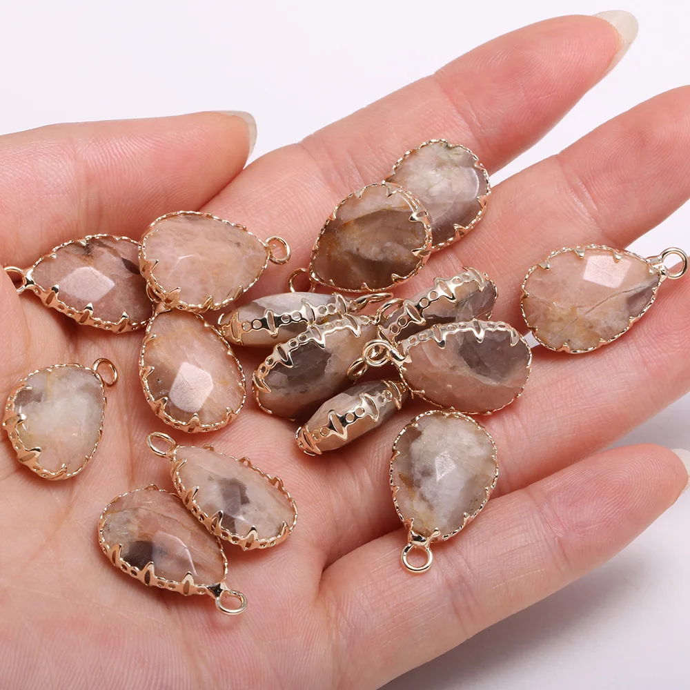 4 Pieces Natural Stone Pendants Water Drop Shape Faceted Amethysts Lace 13x23mm Charm for Jewelry Making DIY Necklace Bracelets | Украшения
