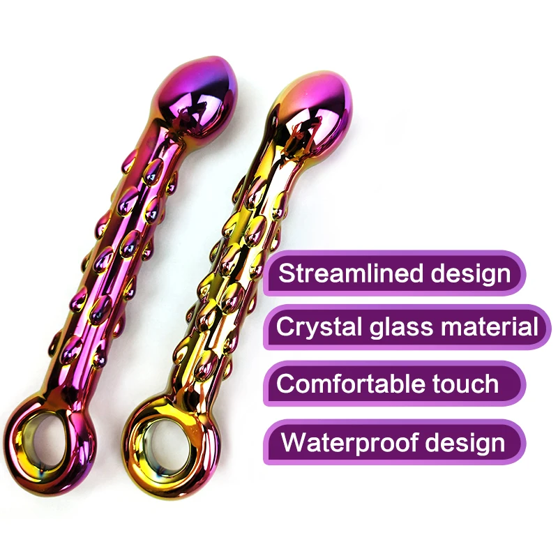 Colorful Crytal Glass Anal Plug Lighted Headed Particles G Spot Wizard Penis Huge Large Dildo For Adult Artificial |