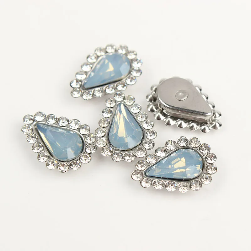 Lt blue Opal Silver 50 шт. Каплевидная форма цветка пришить на горный хрусталь Кристалл Flatback горный хрусталь Золотая основа с оправа, коготь DIY одежда платье - Цвет: Lt blue Opal Silver