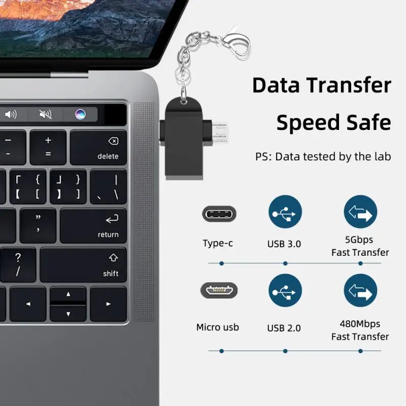 Новый адаптер 2 в 1 Type C OTG Micro USB к 3 для быстрой передачи данных Samsung Xiaomi Huawei