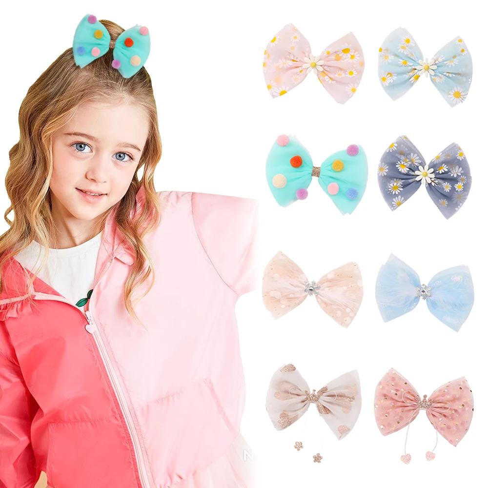 

Марлевые заколки для волос для маленьких девочек; Модные детские головные уборы принцессы; Заколка для волос с ромашками; Весенние заколки ...