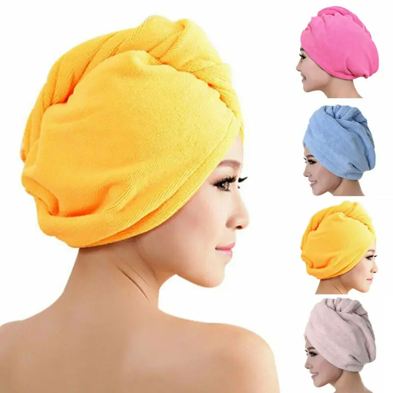

1pcs Microfibre After Shower Hair Drying Wrap Womens Girls Lady's Towel Quick Dry Hair Hat Cap Turban Head Wrap Bathing Tools