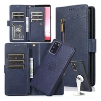 detachable wallet case for samsung note 20 ultra women 9 card holder magnetic wrist zipper purse folio cover for galaxy note20