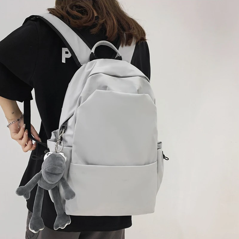 

2021 New Solid Color Men's Backpack Waterproof Backpack School Girl Simple School Bag For Teenage Harajuku Casual Shoulder Bag