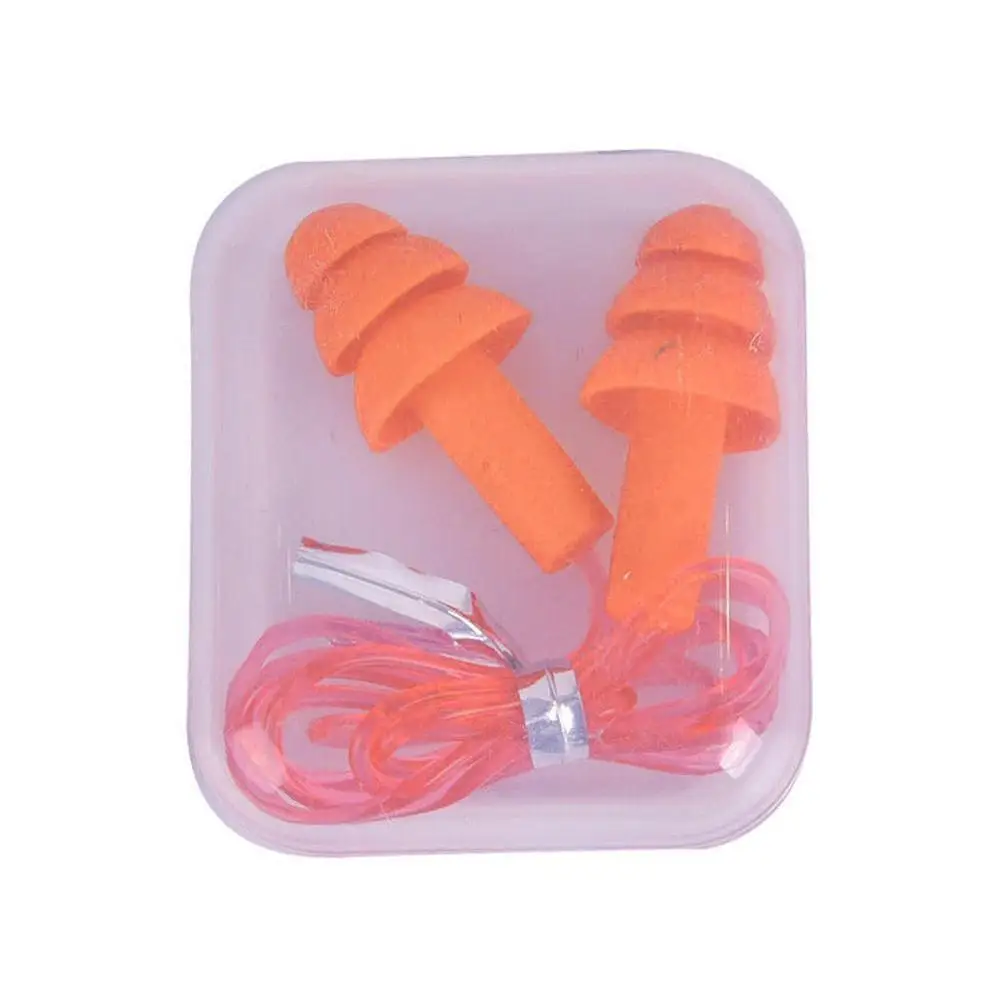 

Soft Silicone Corded Ear Plugs Ears Protector Washable Reusable Noise Hearing Earplugs Protection Reduction Earmuff F0L2