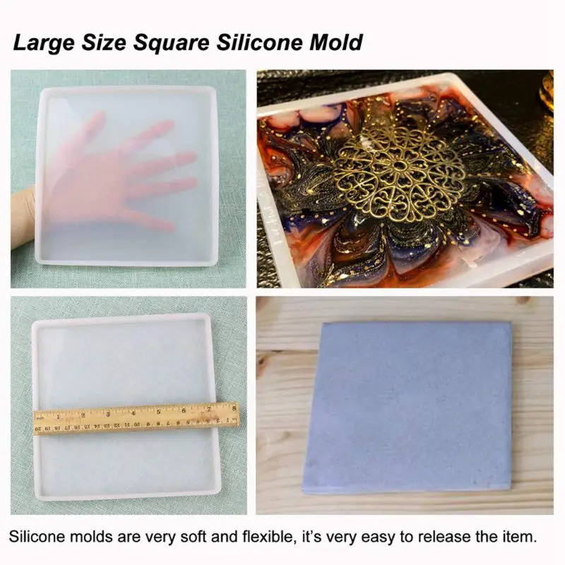 

Large Coaster Silicone Resin Mold Round Square Rectangle Heart Oval Shape Molds
