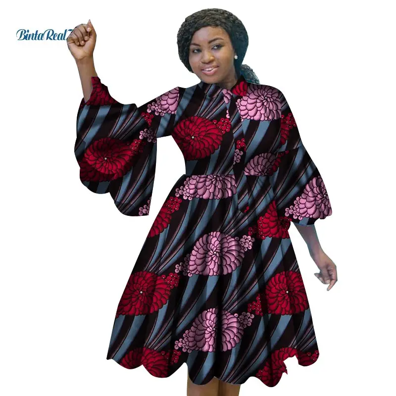 Модные платья с Африканским принтом для женщин базин богатый прекрасное красное