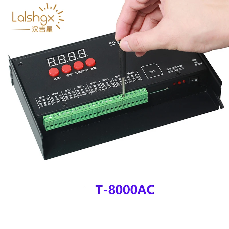 Высококачественный контроллер для SD карты T8000 AC110 240V WS2801 WS2811 LPD8806 макс. 8192