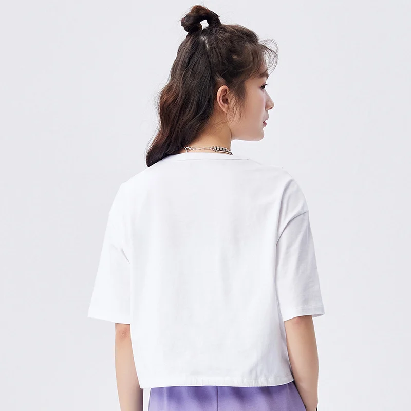 

SEMIR Short Sleeve T-Shirts Women Loose Truncated T Shirt Tops 2021 New Elastic Drawstring Trend Bm Wind Summer Clothes