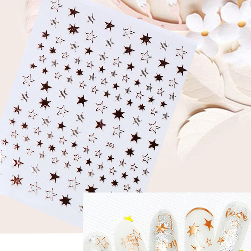 3D Звезда наклейка для ногтей самоклеящиеся наклейки Полые ультратонкие Блестки