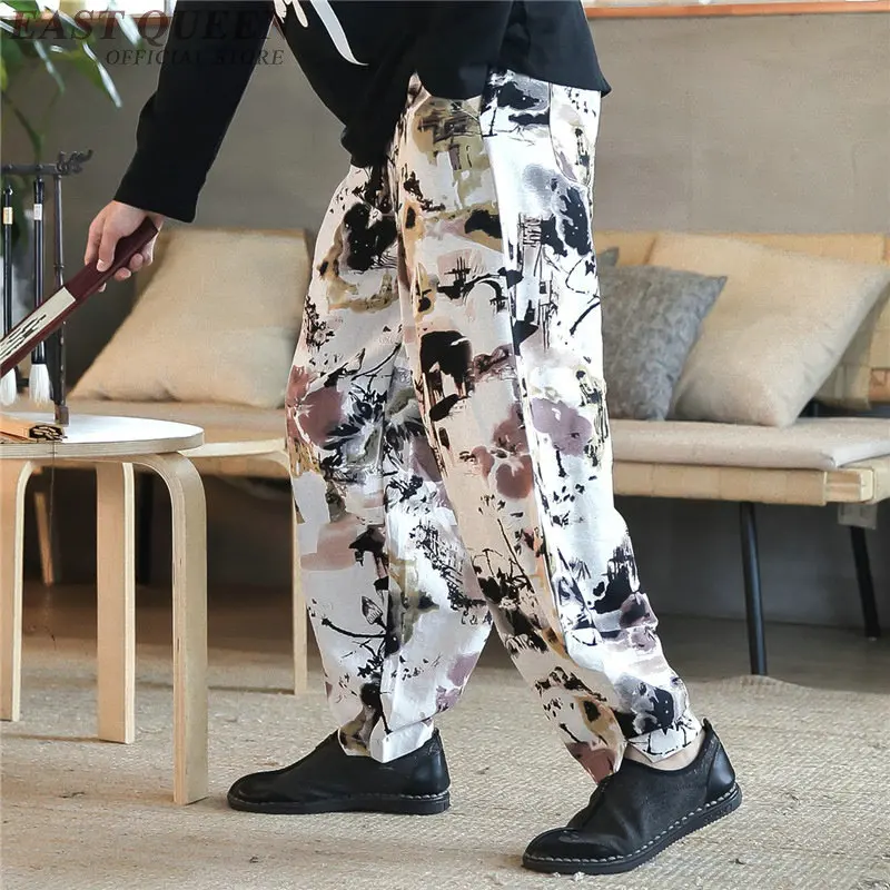 Мужская Восточная одежда мужские тренировочные брюки с принтом эластичным