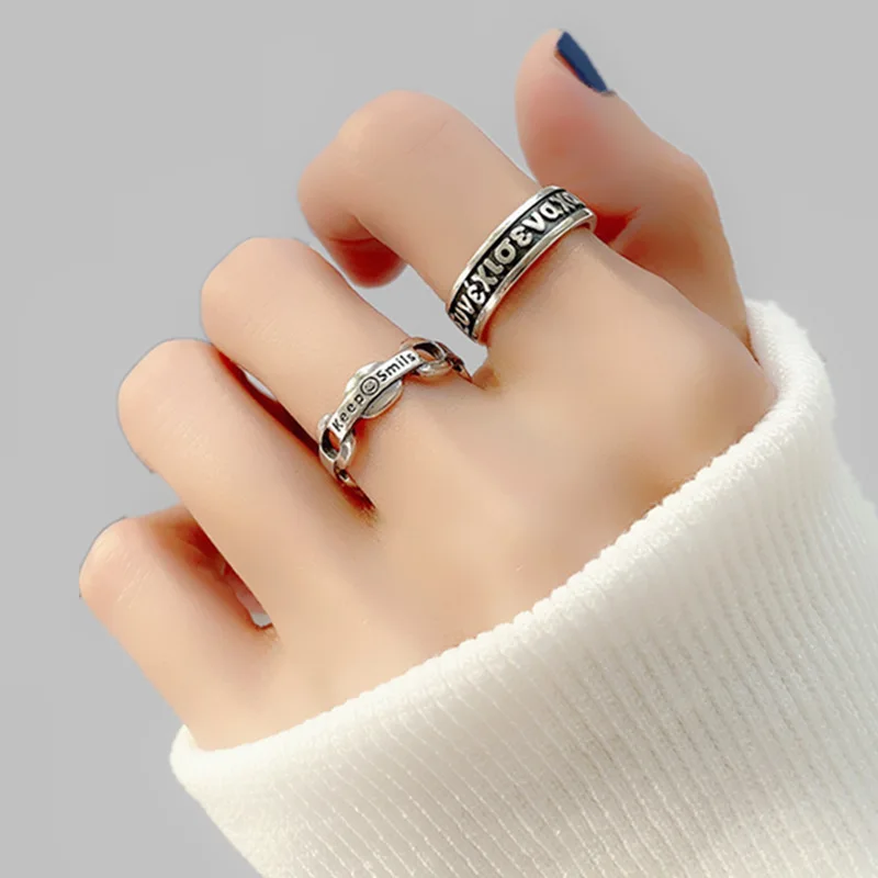 ANENJERY Ретро стиль нестандартная гладкая цепочка тайское серебряное кольцо 925