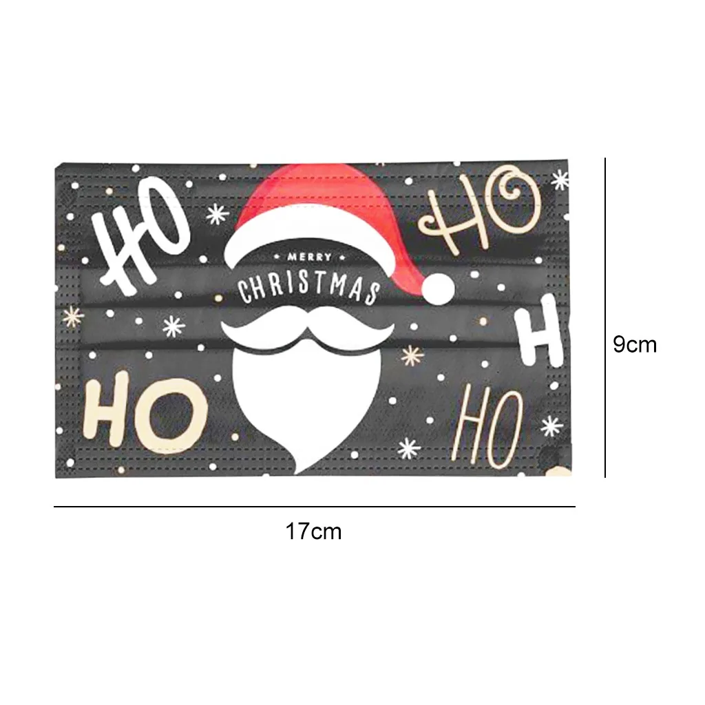 

50pcs Disposable Face Mask Unisex Printed Christmas Soft Fabric Facial Mask For Adults 3-layer Mascarillas Christmas