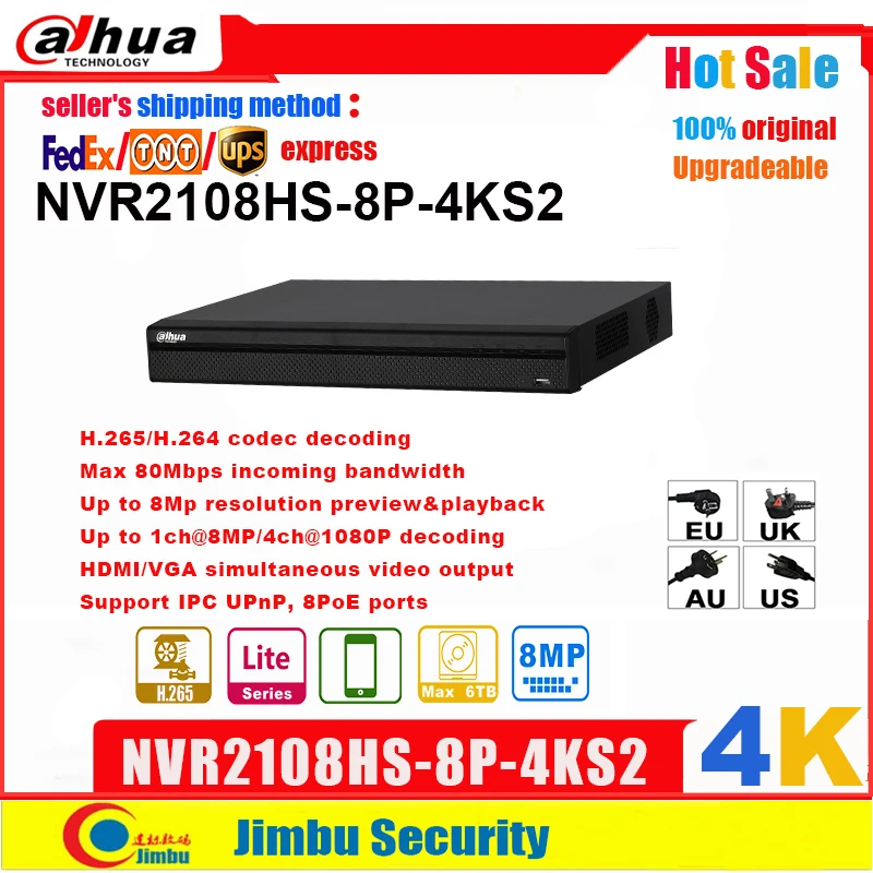 Сетевой видеорегистратор Dahua P2P NVR NVR2108HS 8P 4KS2 8POE 8CH 4K H.265 видеомагнитофон до 8Mp