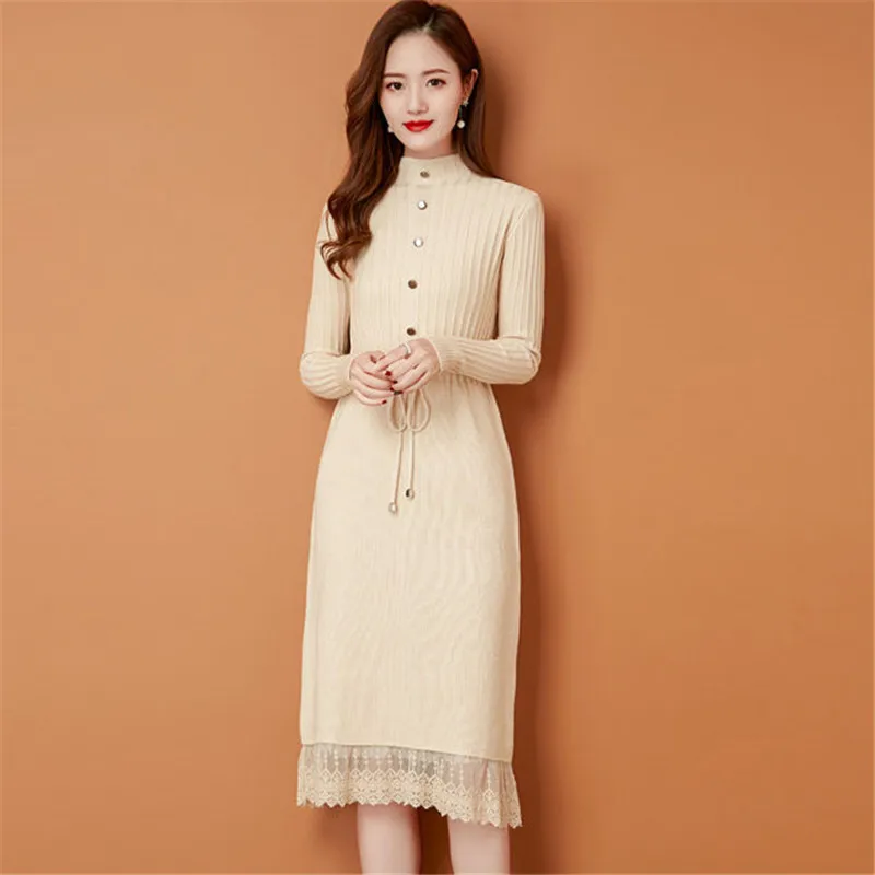 2021 женский однотонный пуловер свитер с длинными рукавами Повседневная узкая