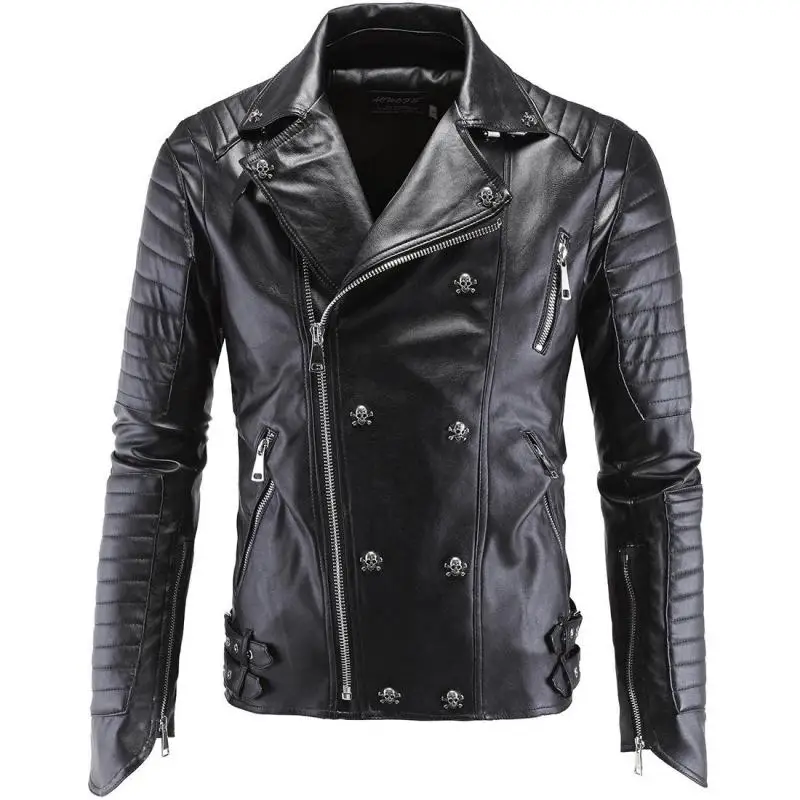

2020 Autumn& Winter New Simple Black Hip-hop Loose Plus Size Motorcycle Leather Casual All-match Pu Leather Jacket Free Shipping