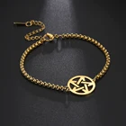 Skyrim полый звезда пентаграмма Пара Браслеты на руку для женщин мужчин ювелирные изделия из нержавеющей стали золотой цвет коробка цепи браслеты подарок