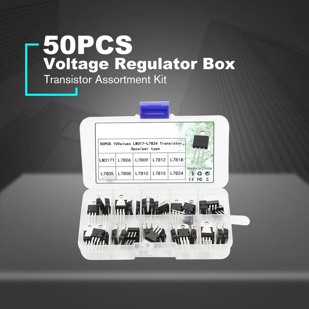 50 шт. Напряжение регулятор коробка транзисторный набор 10 стоимость LM317T L7805 L7806 L7808