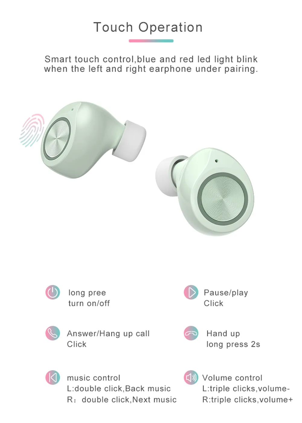 Bluetooth наушники TWS TW60 Macaron беспроводные для iPhone 11 Pro Max гарнитура универсального