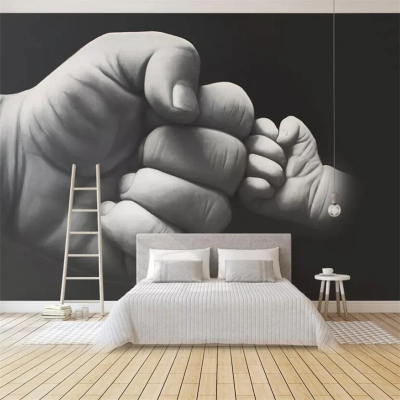 Обои на заказ 3d фреска креативная ручная роспись черный и белый кулак фон