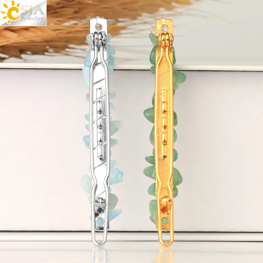 Женская заколка для волос CSJA G625 Золотистая заколка-пряжка с кристаллами