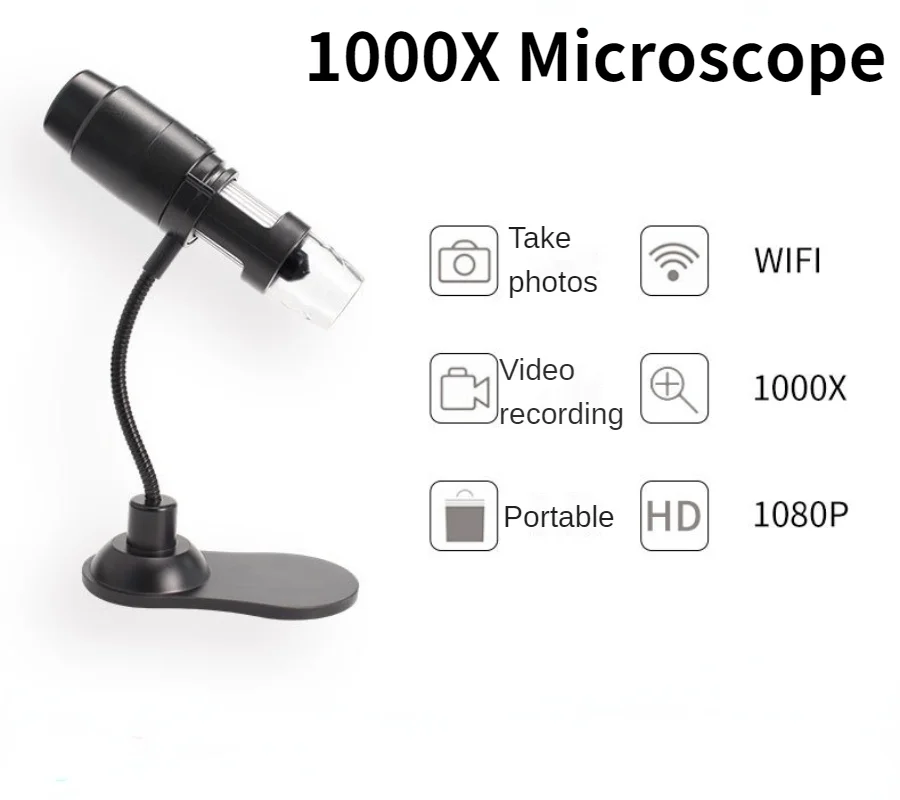 

1000X Wifi Digital Microscope Electronic Microscope Camera For Soldering Magnifier With 8 LED and Bracket For Android IOS PC