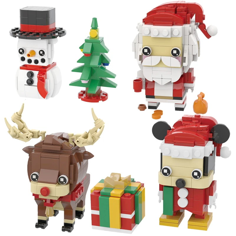 

MOC Building Blocks Christmas Scene Accessories Elk Santa Claus Snowman DIY Educational Assembly Children Toys Gifts