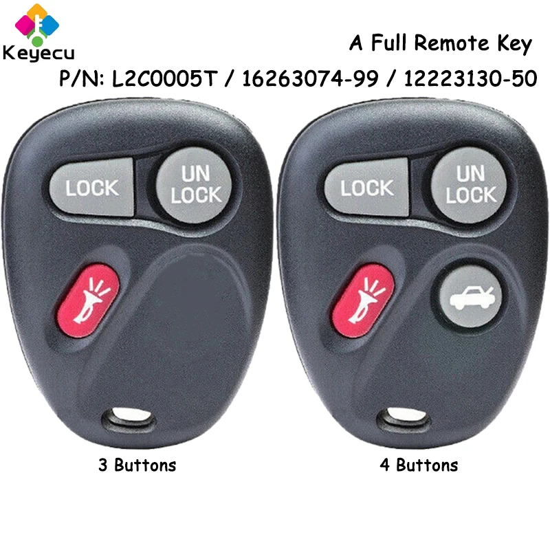 Сменный БЕСКЛЮЧЕВОЙ пульт дистанционного управления KEYECU для автомобиля с 4 кнопками-брелок для Chevrolet/ Cadillac CTS SRX L2C0005T 16263074-99