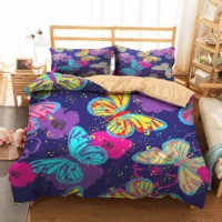 bedding sets soft material bed comforter 3d butterfly printed duvet cover set home textiles with pillowcases color bed linen