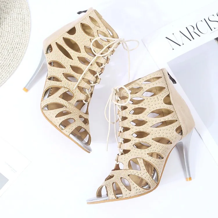 Большие размеры 17 Босоножки на высоком каблуке Женская обувь летняя с открытым