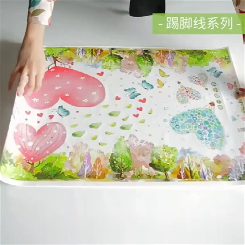 

Grass Flower Mural Art Decals Self Adhesive Wall Tiles Sticker Kitchen Bathroom Corner Borders Baseboard Line Home Decoration