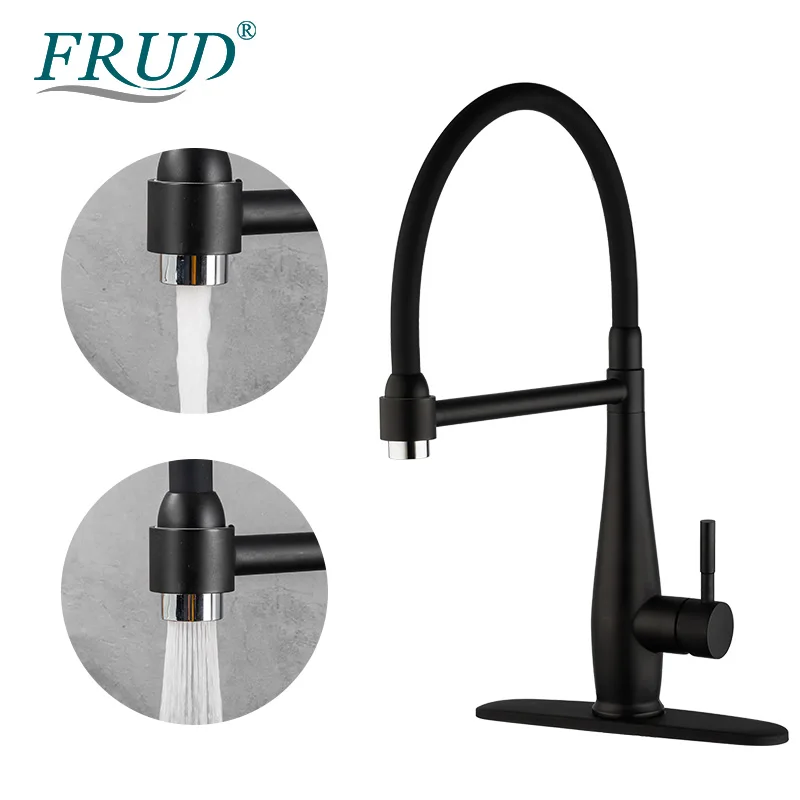 FRUD черный смеситель с одним отверстием вытяжной излив кран и для кухонной