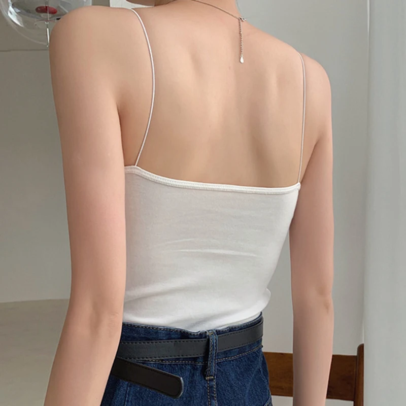 

LJSXLS Basic White Camis Women Sexy Solid Crop Top Tube Top External Wear Sleeveless Vest Ladies Summer Cotton Camisole Female