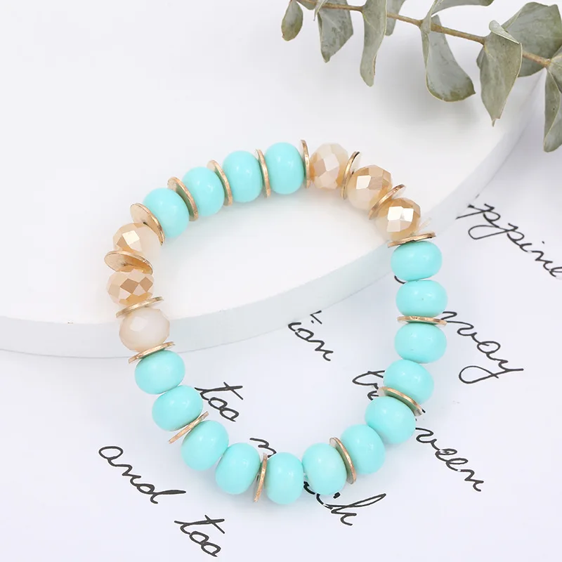 

Bohemian Blue Crystal Innovation Bracelets for Women Girls Ethnic Colorful Sweet Elastic Bracelets Bangle Female Holiday Jewelry