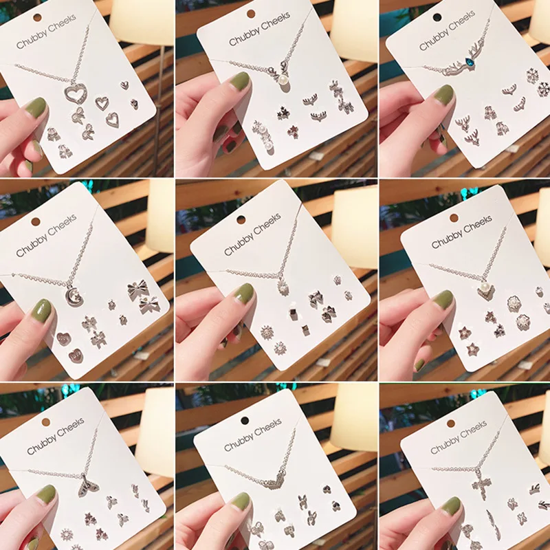 2021 Модное Новое серебряное ожерелье Стразы набор сережек для женщин чокер в