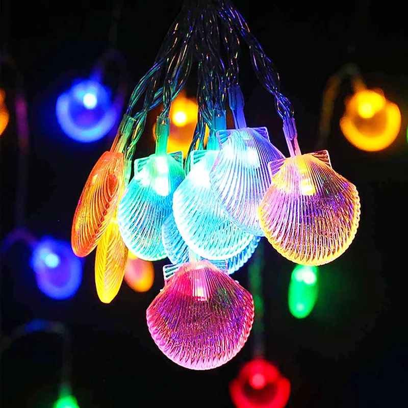 

1.5m 3m 6m Fairy Garland LED Shell String Lights Holiday lamp For Christmas Tree Wedding Home Indoor Decoration Battery Powered