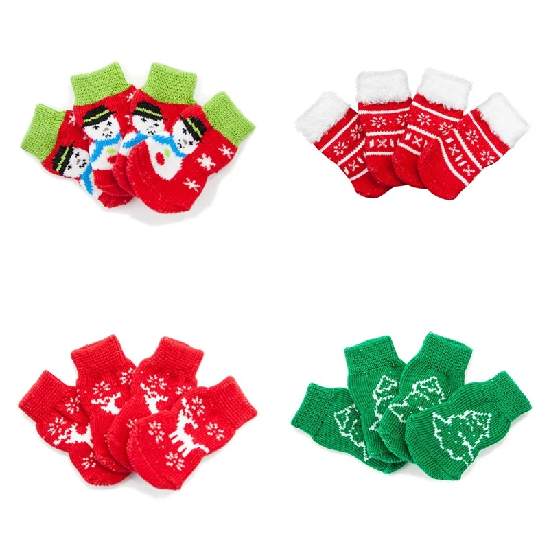 Милые Нескользящие трикотажные хлопковые носки для собак маленьких средних