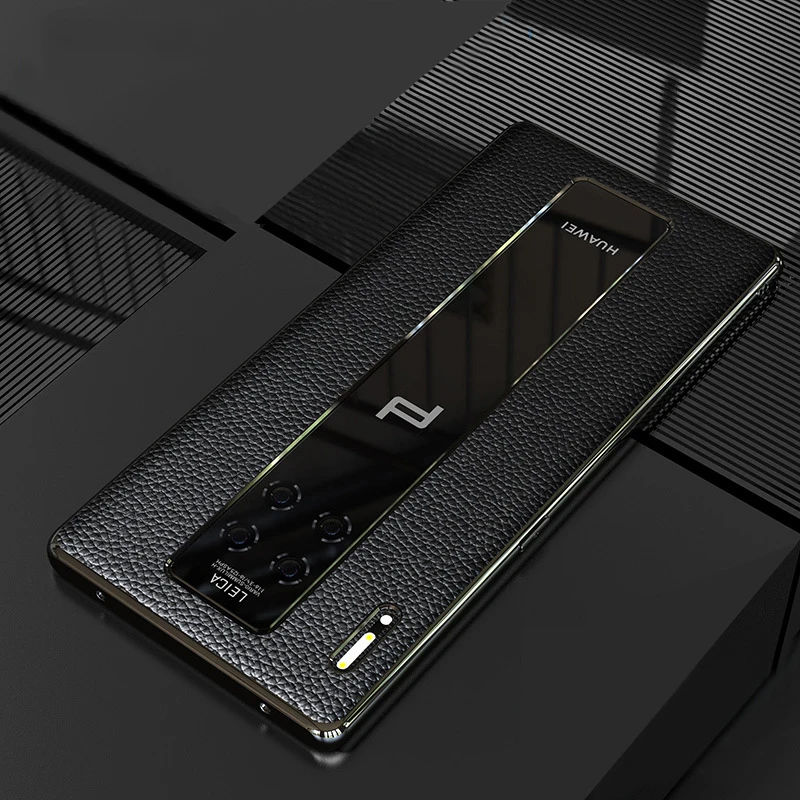 for huawei mate 30 rs genuine leather case for huawei mate 30rs phone protection hybrid true leather back case cover free global shipping