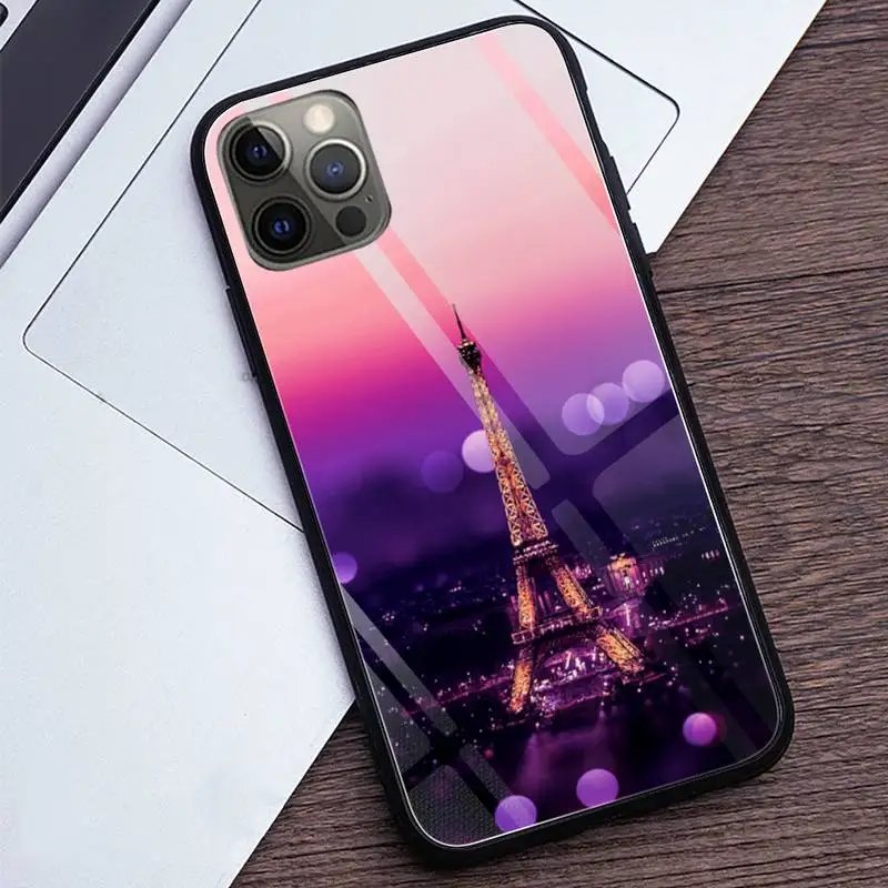 

Prime Luxury Great Wonderful Eiffel Tower Phone Cases Tempered Glass For iPhone 12 Pro Mini 11 Pro XR XS MAX 8 X 7 6S 6 Plus